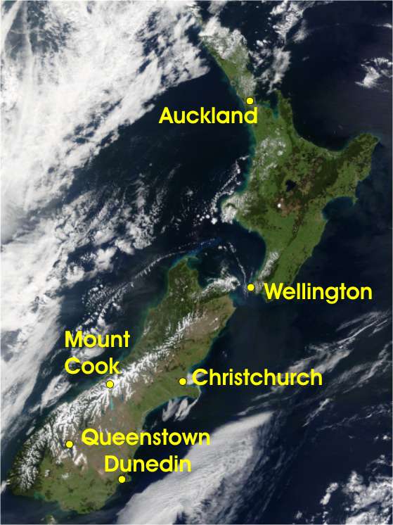 It was shot from space and is another form of a physical map. New Zealand 's 